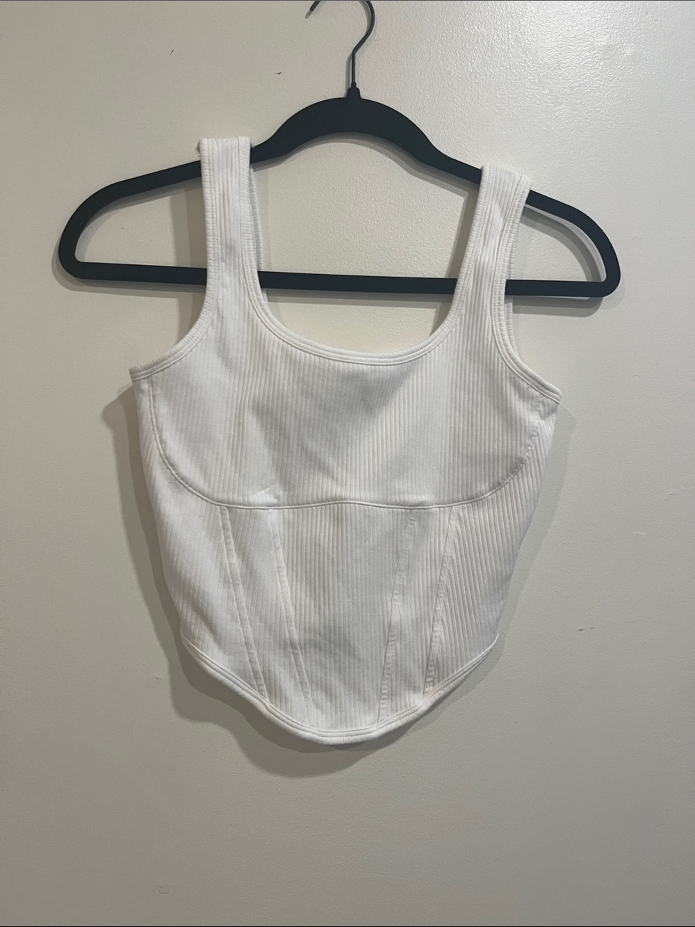 PINK Victoria's Secret White Ribbed Bustier Tank